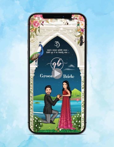Caricature Engagement Ceremony Invitation Video