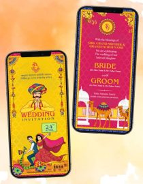 Caricature Rajasthani Wedding Invitation Card