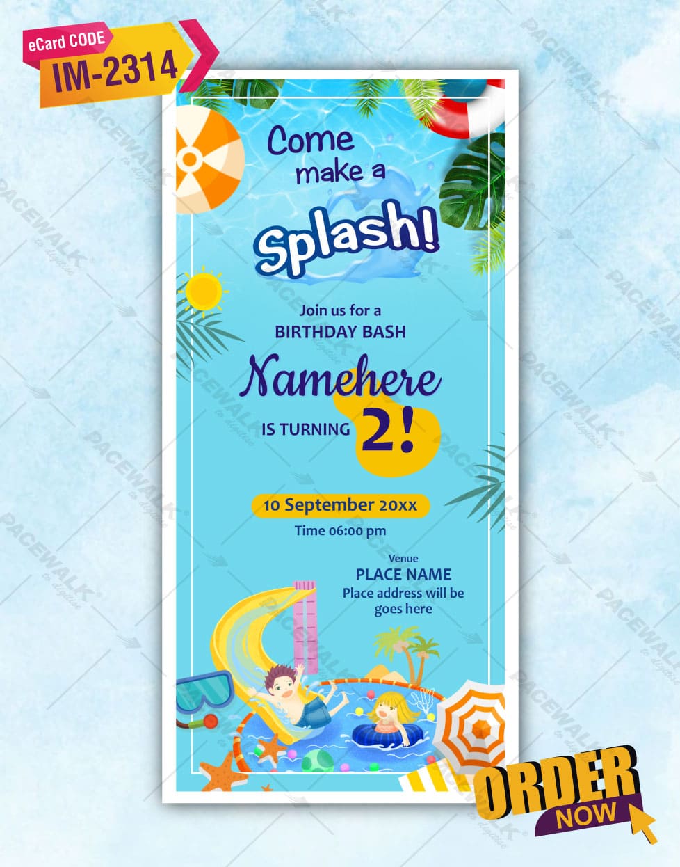 Pool Party Birthday Invitation