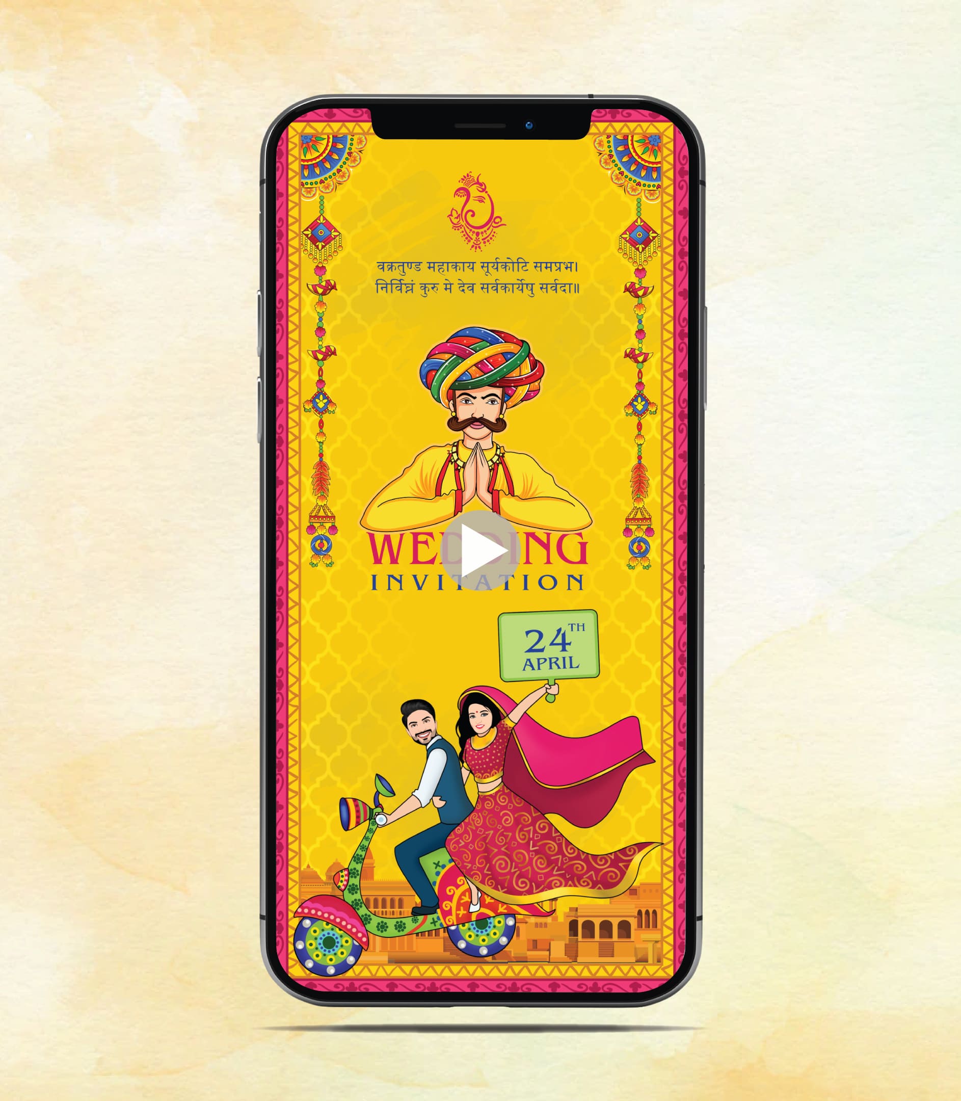 Caricature Rajasthani Wedding Invitation Video