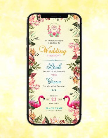 Flamingo Wedding Invitation Card