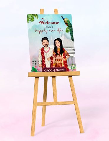 Caricature Wedding Signage Board Design
