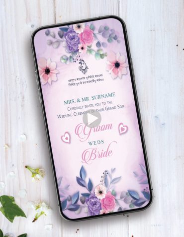 Floral Purple Theme Wedding Invitation Video
