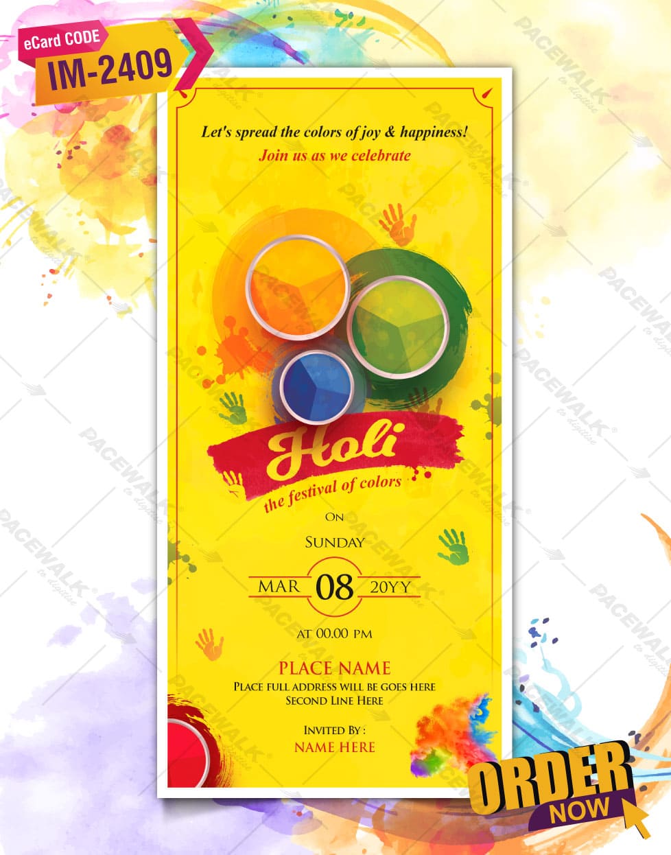 Holi Invitation Card