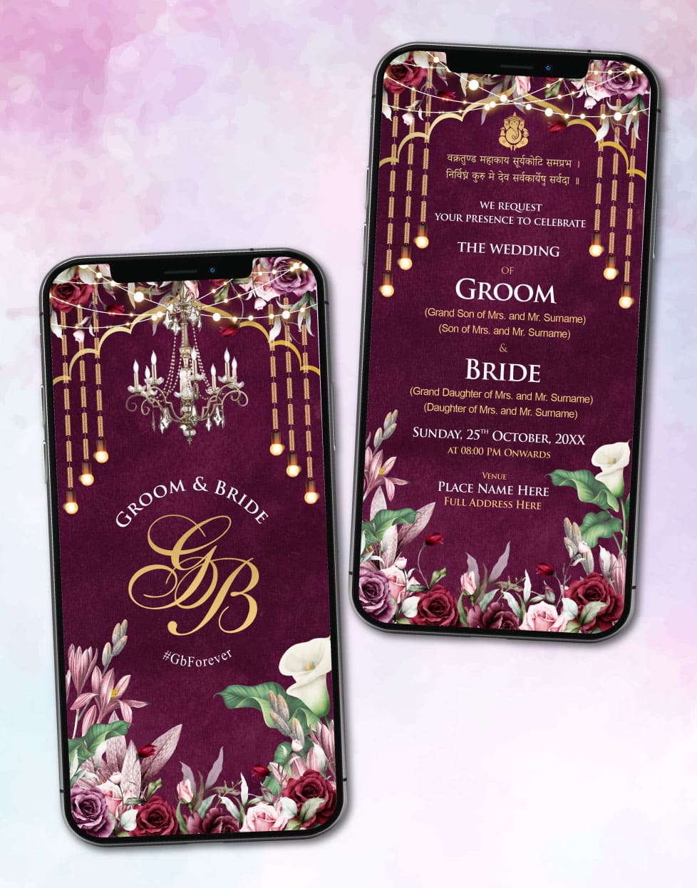 Rose Theme Wedding Invitation Card