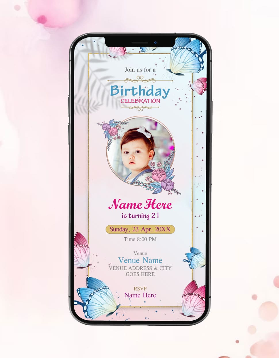 Butterfly Theme Birthday Invitation