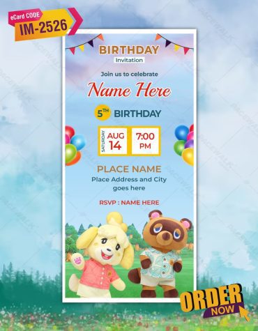Animal Crossing New Horizons Birthday Invitation