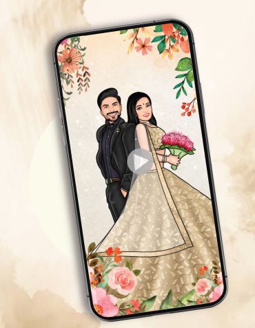 Floral Caricature Wedding Invitation Video