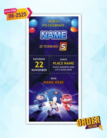Sonic The Hedgehog Birthday Invitation Card