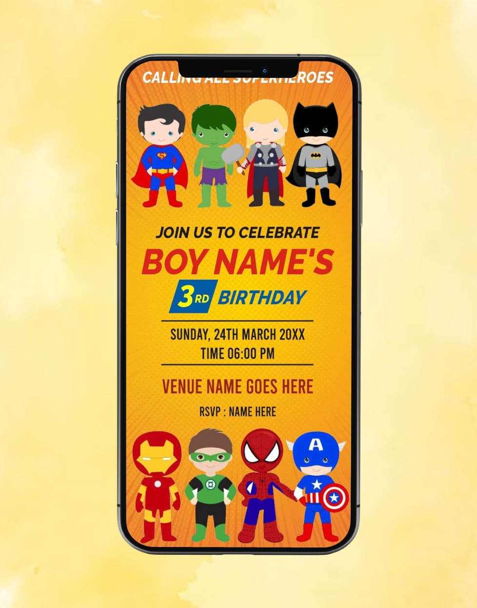 Superhero Birthday Invitation