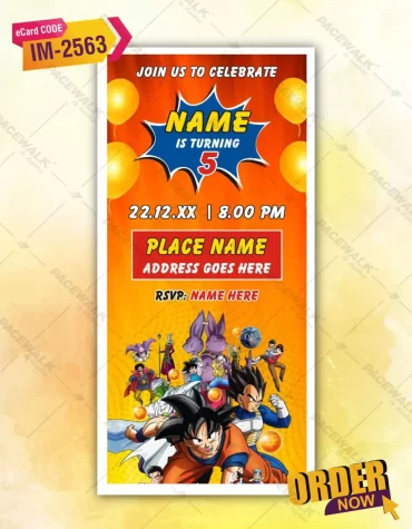 Dragonball Z Birthday Invitation Card