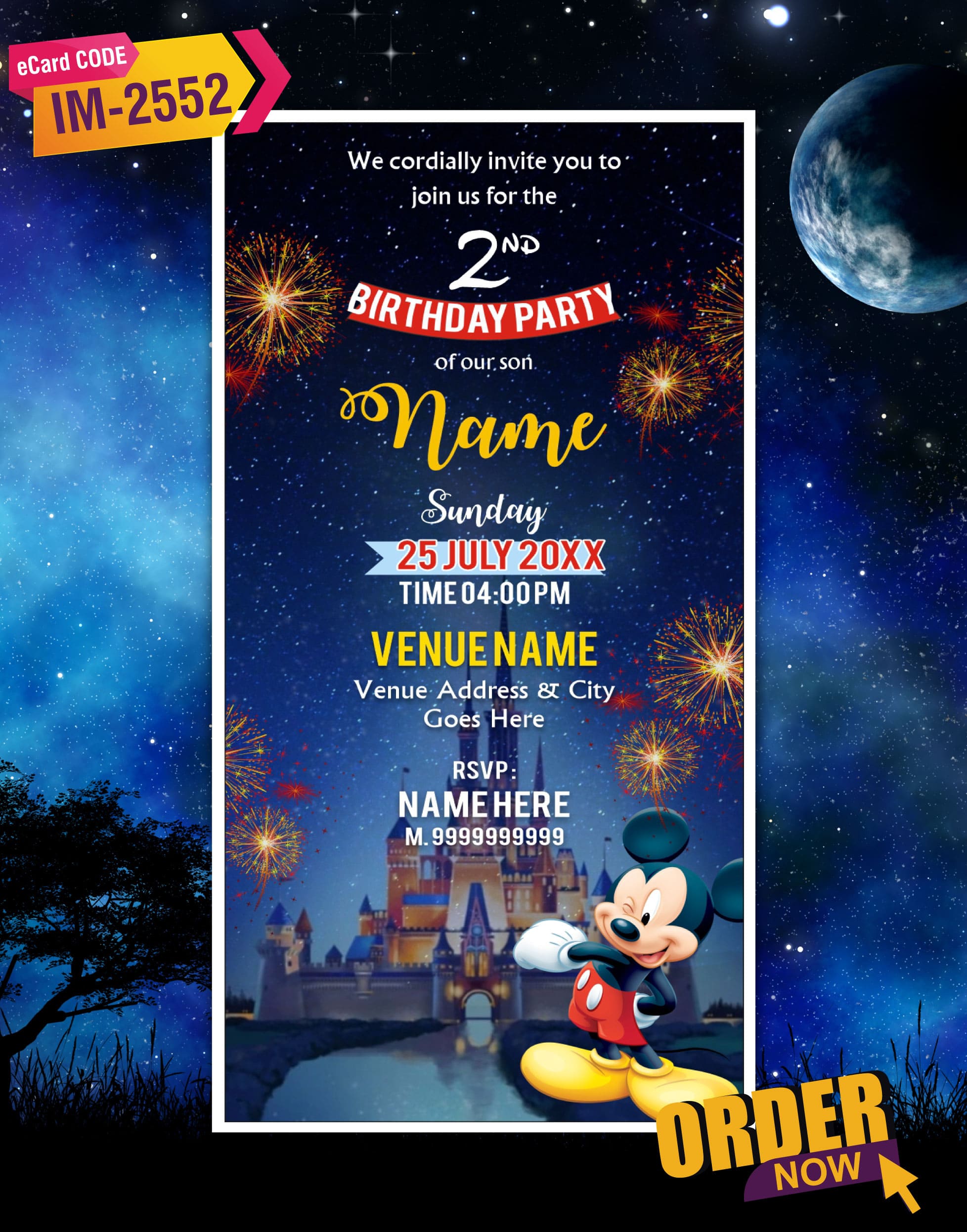 Mickey Mouse Birthday Invitation | IM-2552 - Image 2