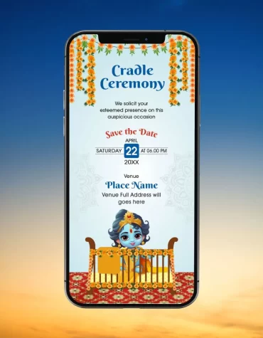 Little Krishna Cradle Ceremony Invitation