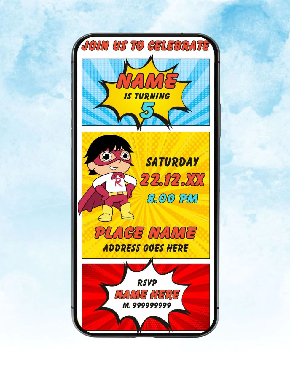 Ryan's World Birthday Invitation