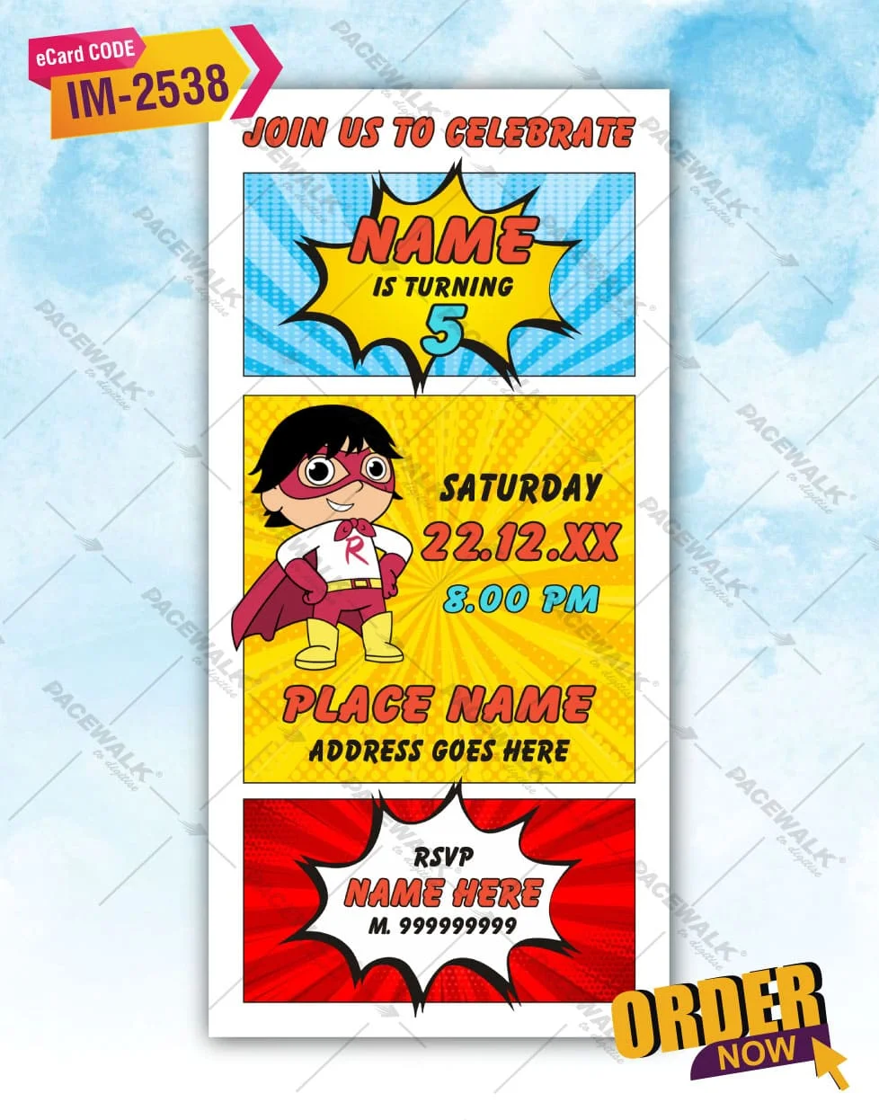 Ryan's World Birthday Invitation