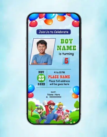 Super Mario Birthday Party Invite