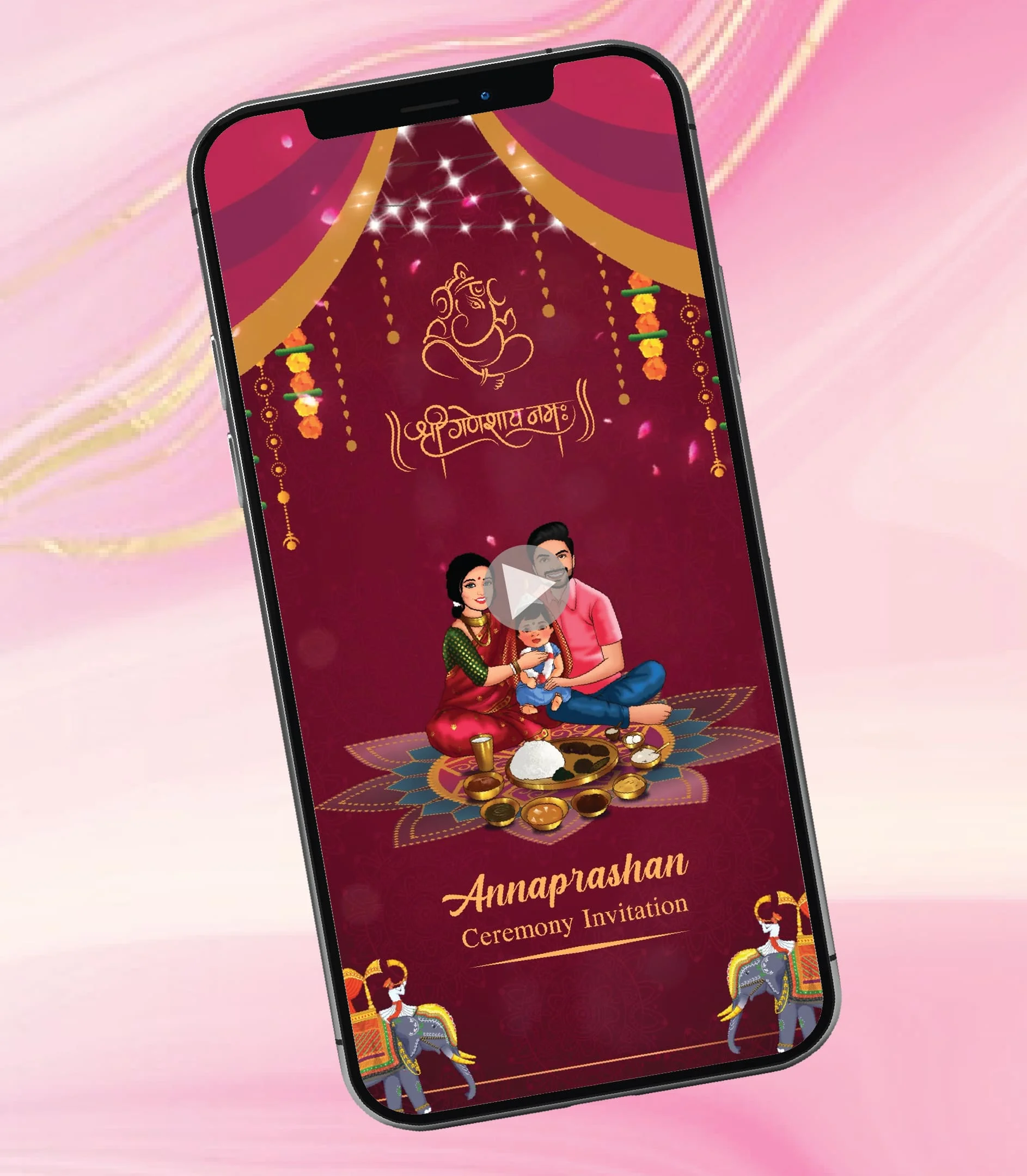 Caricature Annaprashan Sanskar Invitation Video