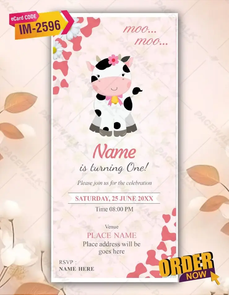 Moo Moo Cow Birthday Invitation