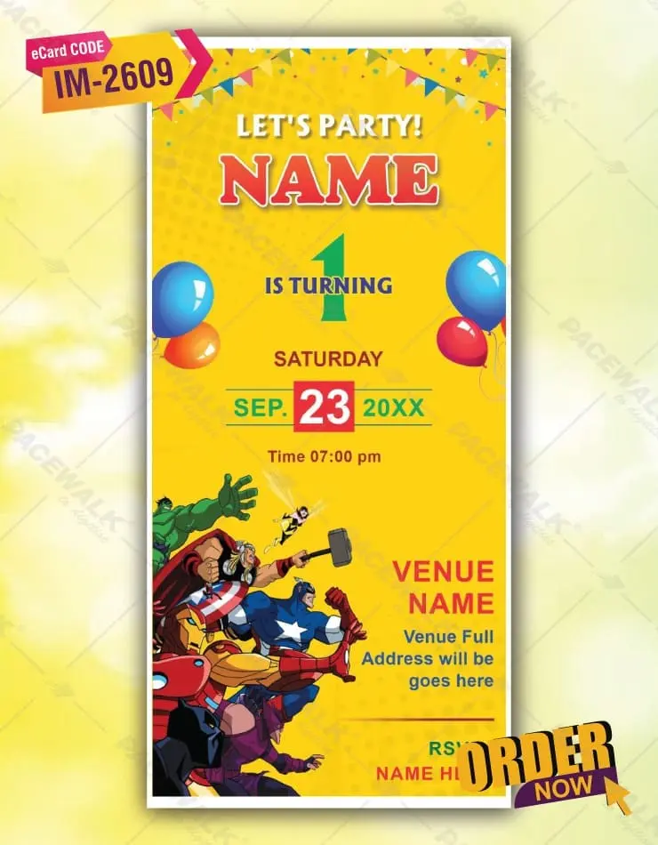 Marvel Avengers First Birthday Invitation | IM-2609 - Image 2