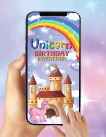 Unicorn First Birthday Invitation Video