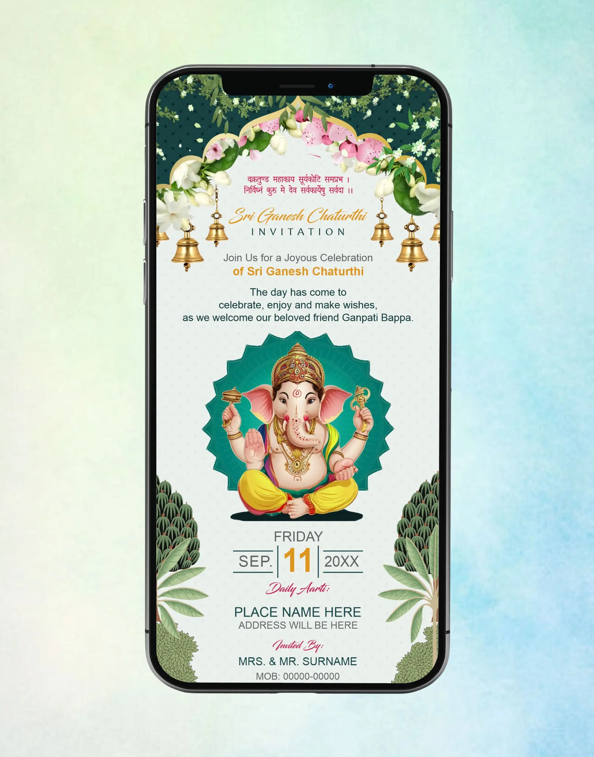 Ganesh Festival Invitation Card